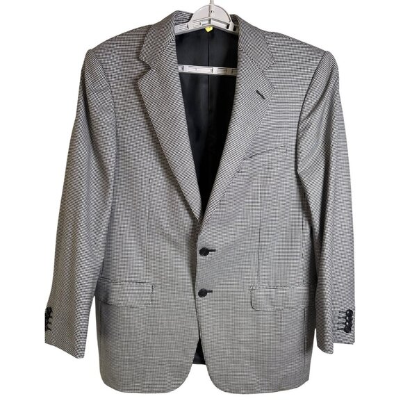Ermenegildo Zegna Men's Wool Herringbone Black‎ White Blazer Luxury Jacket 50 - Picture 1 of 13